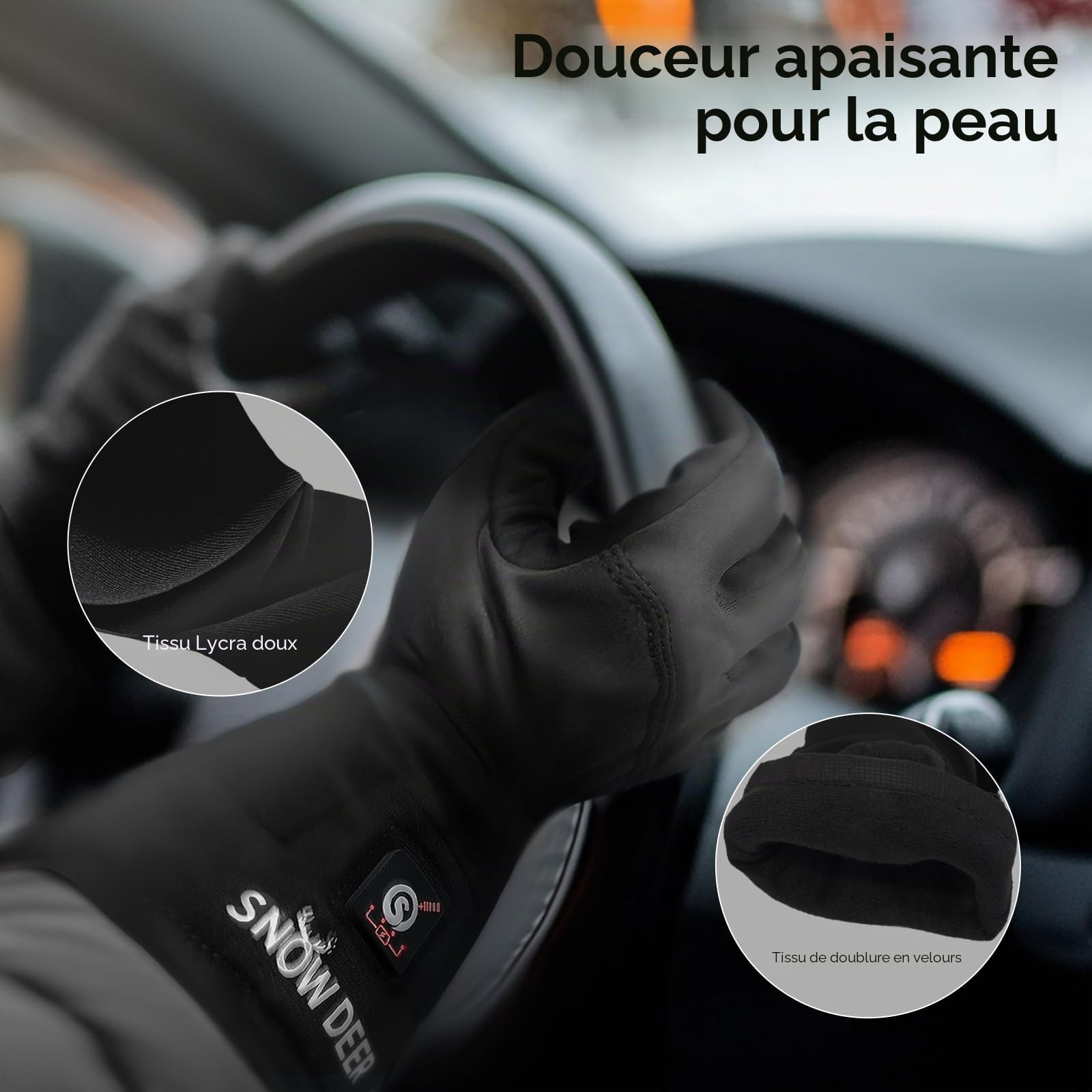 SNOW DEER Gants chauffants pour homme et femme, 7,4 V 2200 mAh, batterie rechargeable, chauffe-mains pour la neige, le ski, la pêche, l'équitation, le cyclisme, le camping, la moto