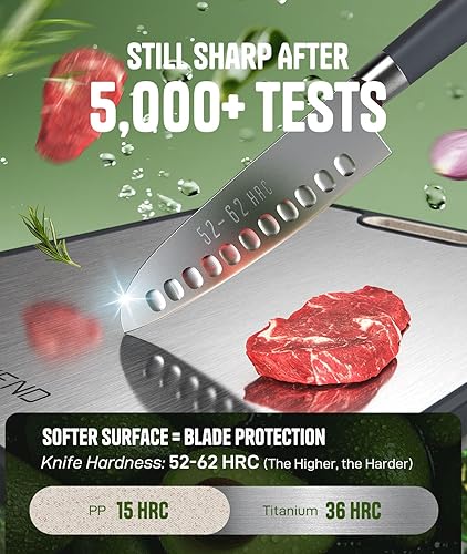 Miniatura 5 de Juego de tablas de cortar de titanio de 3, diseño de doble cara, tablas de cortar no tóxicas para cocina, tabla de cortar más allá del grado