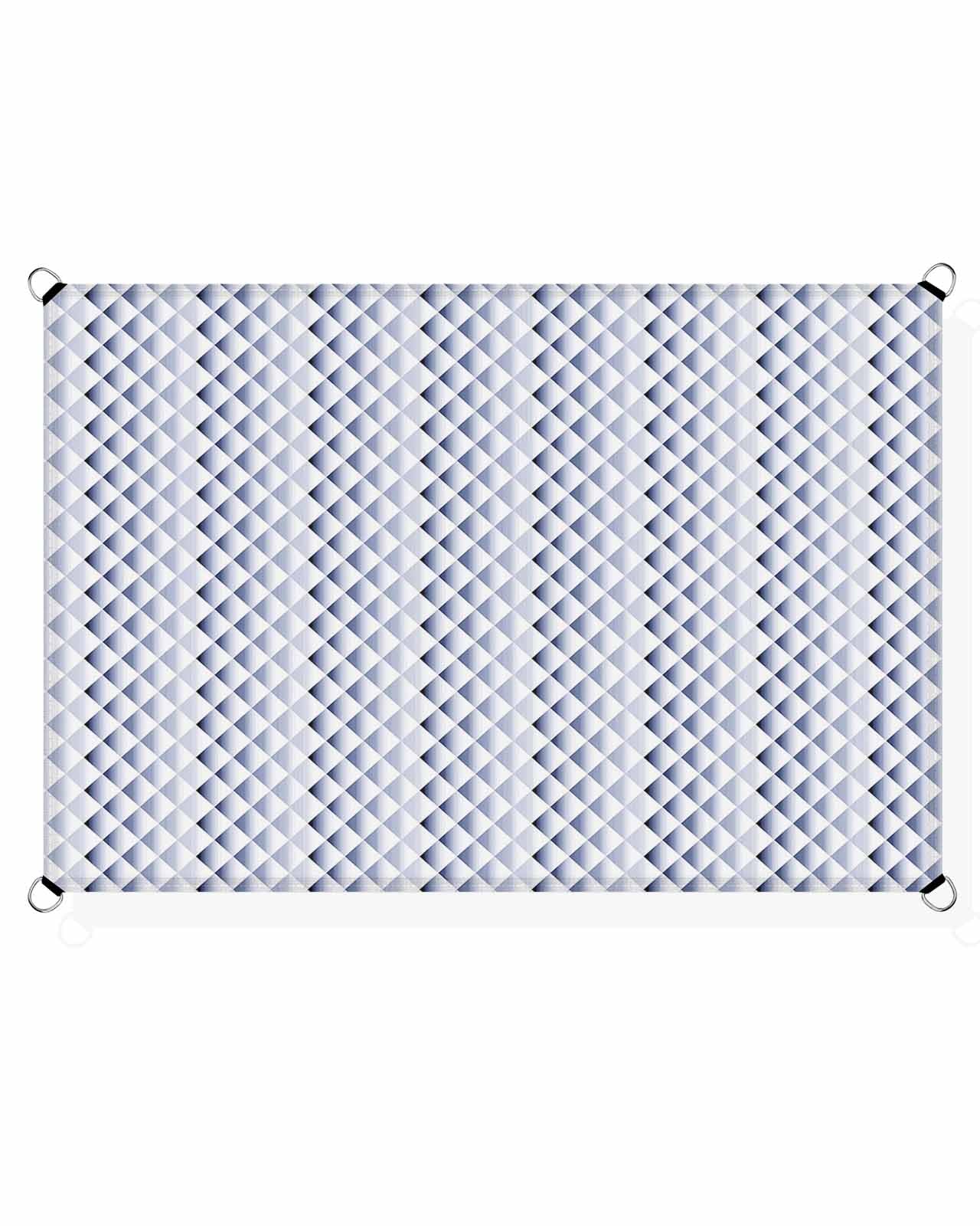 Boanket Sun Shade Sail 14' x 18', Blue Geometric Large Heavy Duty Outdoor Shades Sun Screen, Modern Blue Ombre Abstract Art Plaid Shade Cloth for Patio Deck Terrace Garden Lawns Beach Backyard