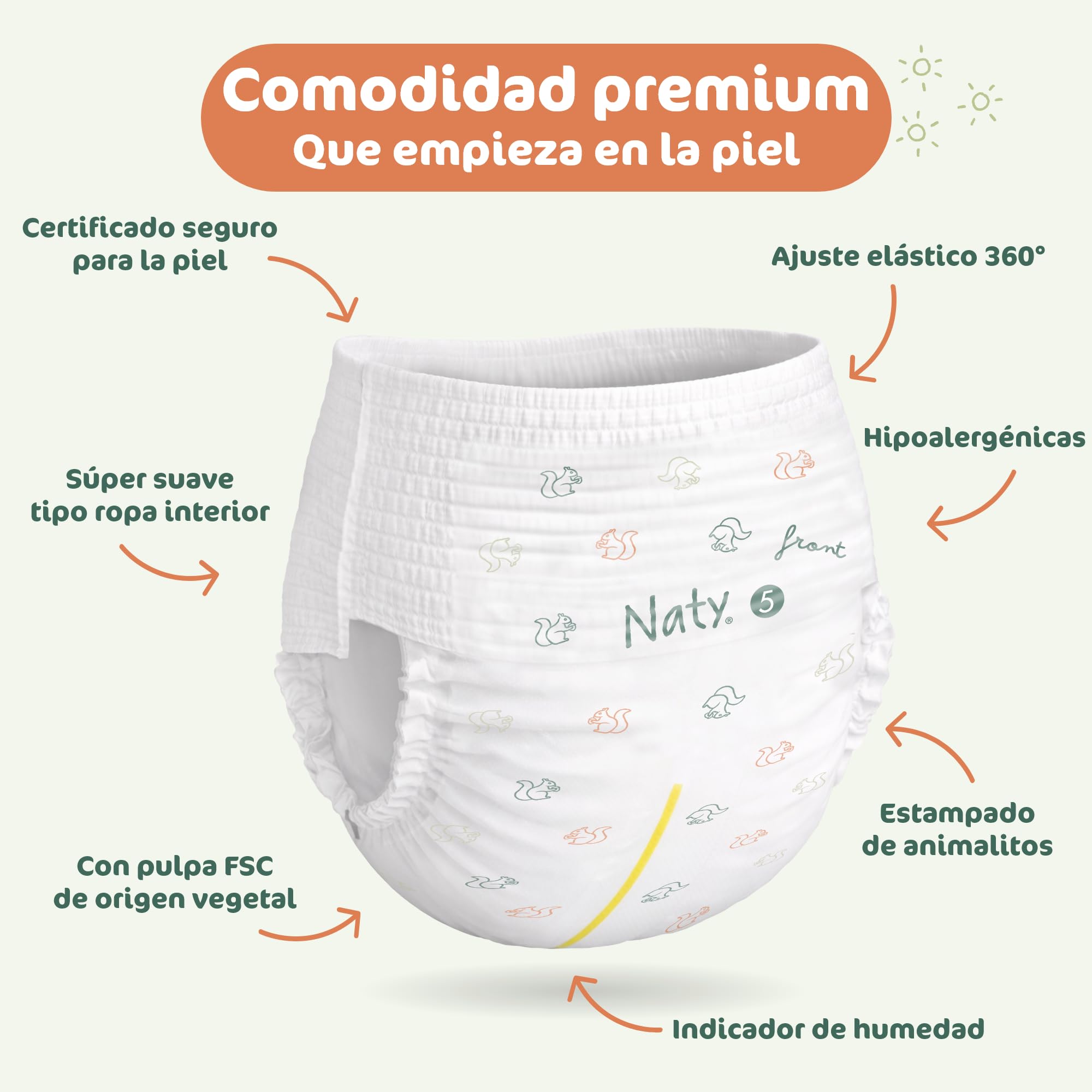 Naty FreeMovers Pañales Braguita, Talla 5 (12–18kg), 80 unidades | Para Piel Sensible, Bebé Pants Hipoalergénicos, Hasta 12 Horas de Protección contra Fugas, Suaves, Sin Perfume, Elástica