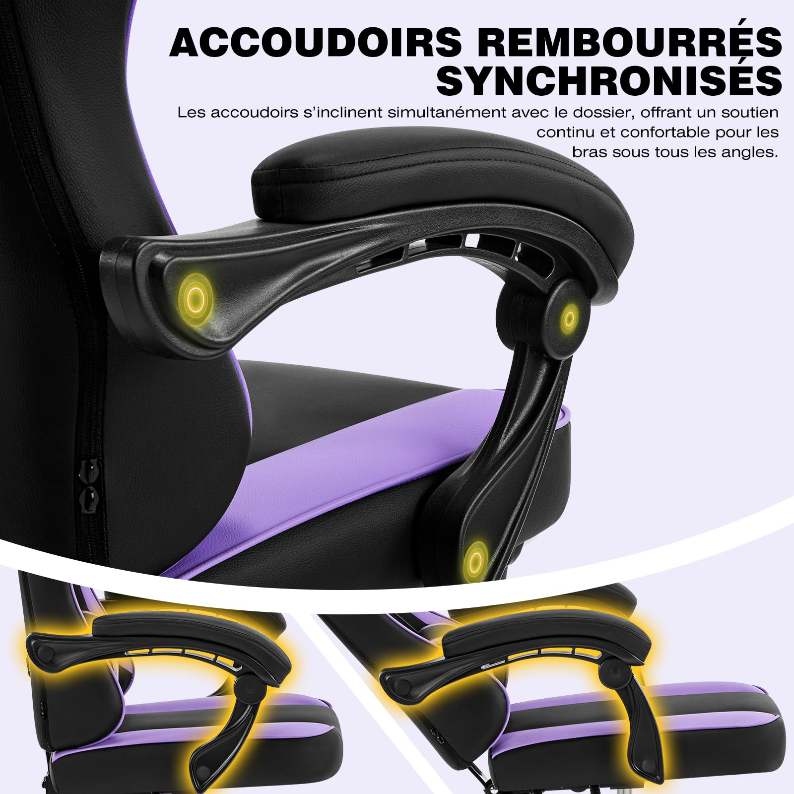 Hellove Chaise Gaming avec Repose-Pieds, Fauteuil de Jeu avec Appui-tête Ergonomique, Soutien Lombaire Réglable, Accoudoirs Synchronisés, Chaise de Bureau pour Gamer et Travail, Cuir PU Gris