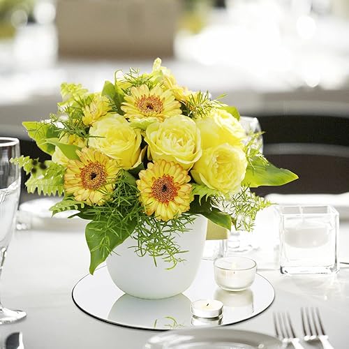 Miniatura 7 de VASUHOME Placas de espejo redondo de 8 pulgadas, centros de mesa de espejo circular de vidrio para centros de mesa y decoraciones de Navidad, juego