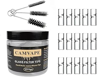 Premium Big Size Glass Filter Tips, Reusable Rolling Filter Tips Mouthpiece for Big Rolls, Great for Hand Roll, Pack of 15(12 * 30mm, Round Mouth)