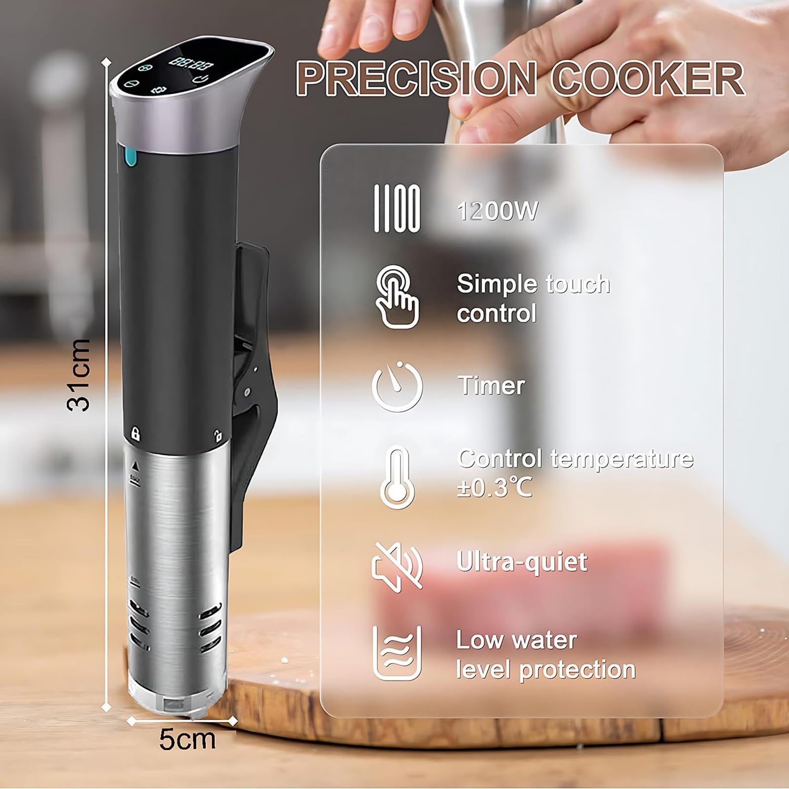 Máquina De Cocción Al Vacío De Precisión, Baño De Agua Al Vacío De 1000 W con Temperatura Precisa De 25 a 90 ℃, Capacidad Máxima De Aplicación: 12 L, para Cocineros Caseros Principiantes