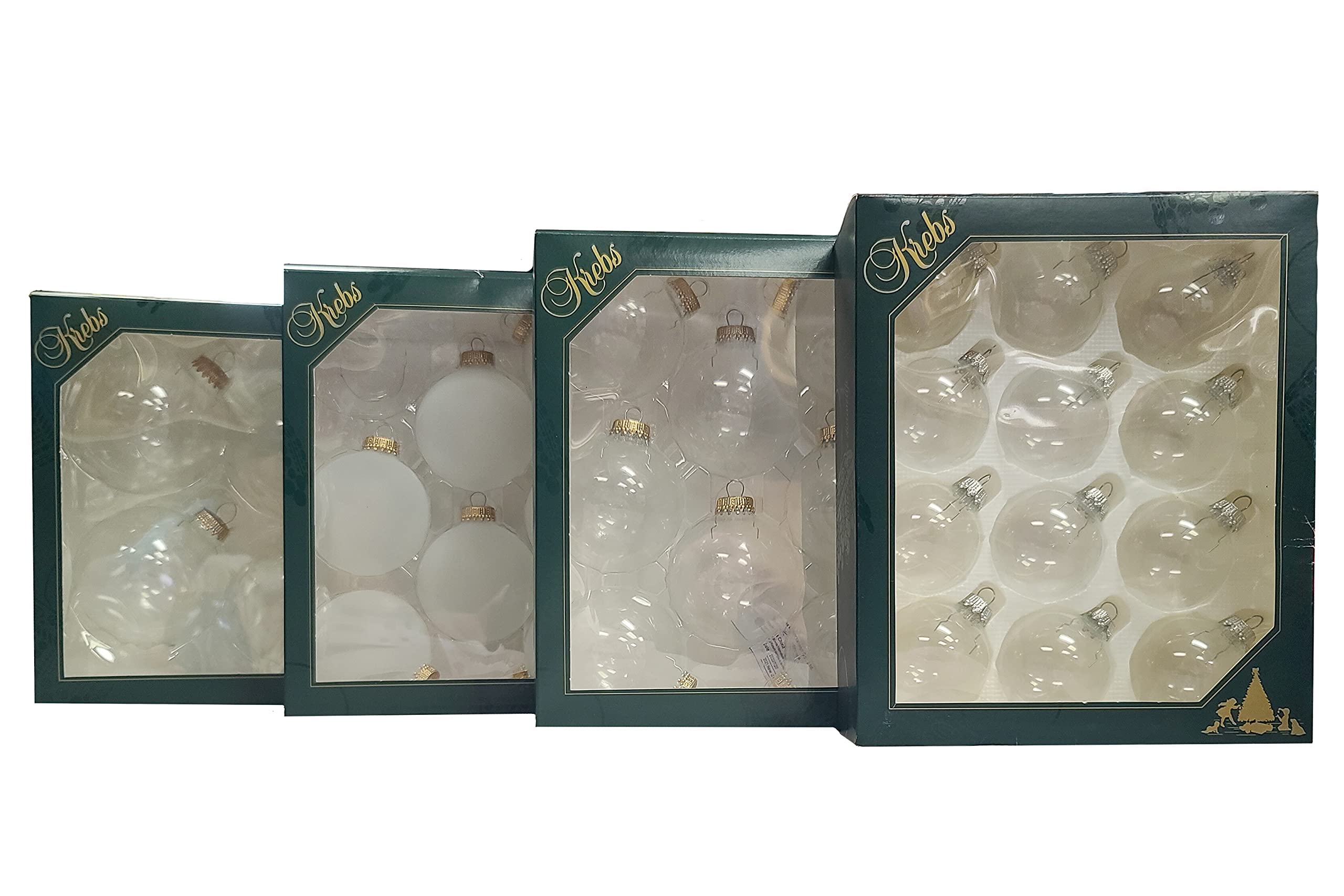 Christmas by Krebs Lot de 12 boules en verre transparent avec couvercles argentés de 50 mm pour ornements, sans couture