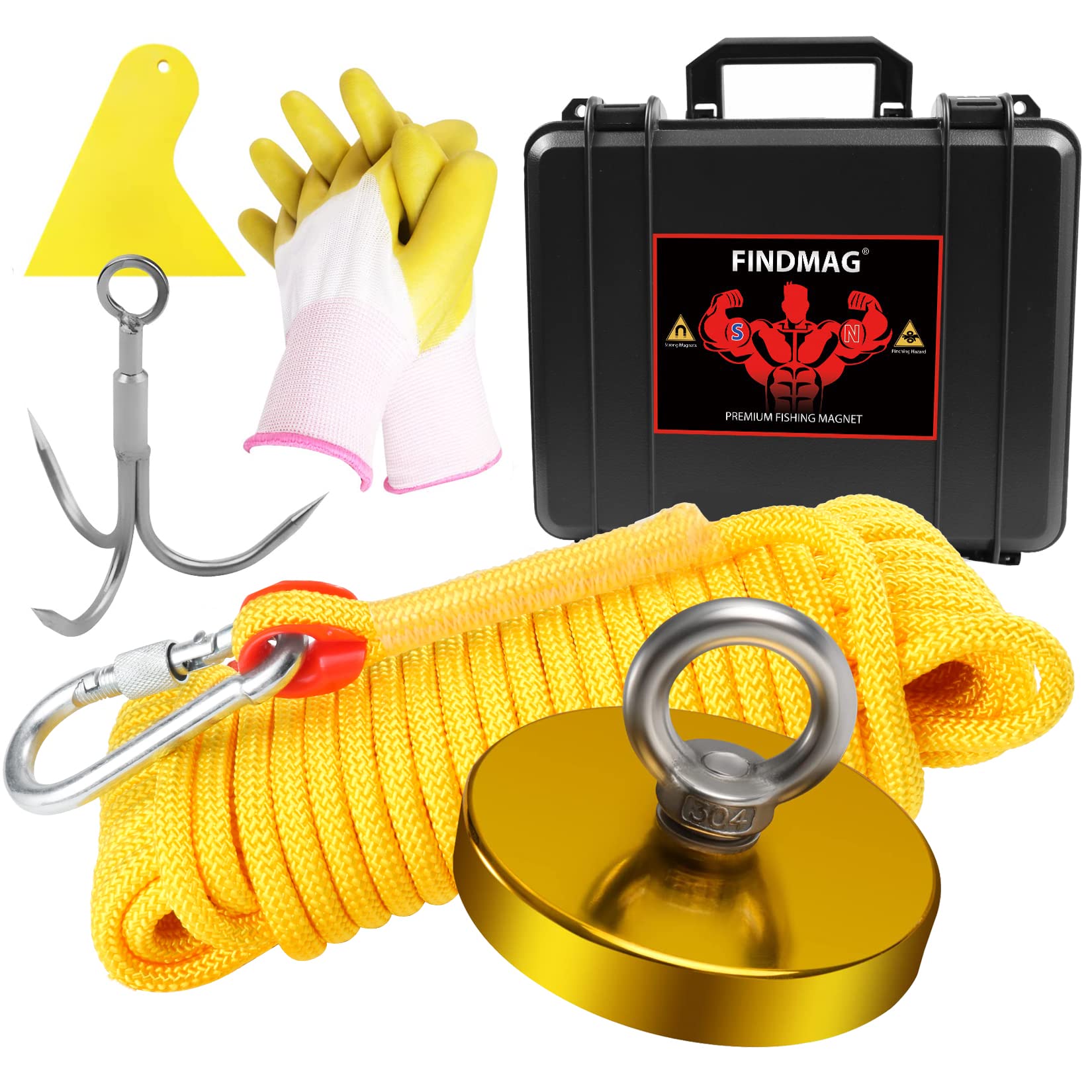 Magnet Fischen Set – 120 Kg Zugkraft, Neodym Magnet Mit 20 M Seil & Handschuhen, Zum Angeln, Bergung, Schatzsuche