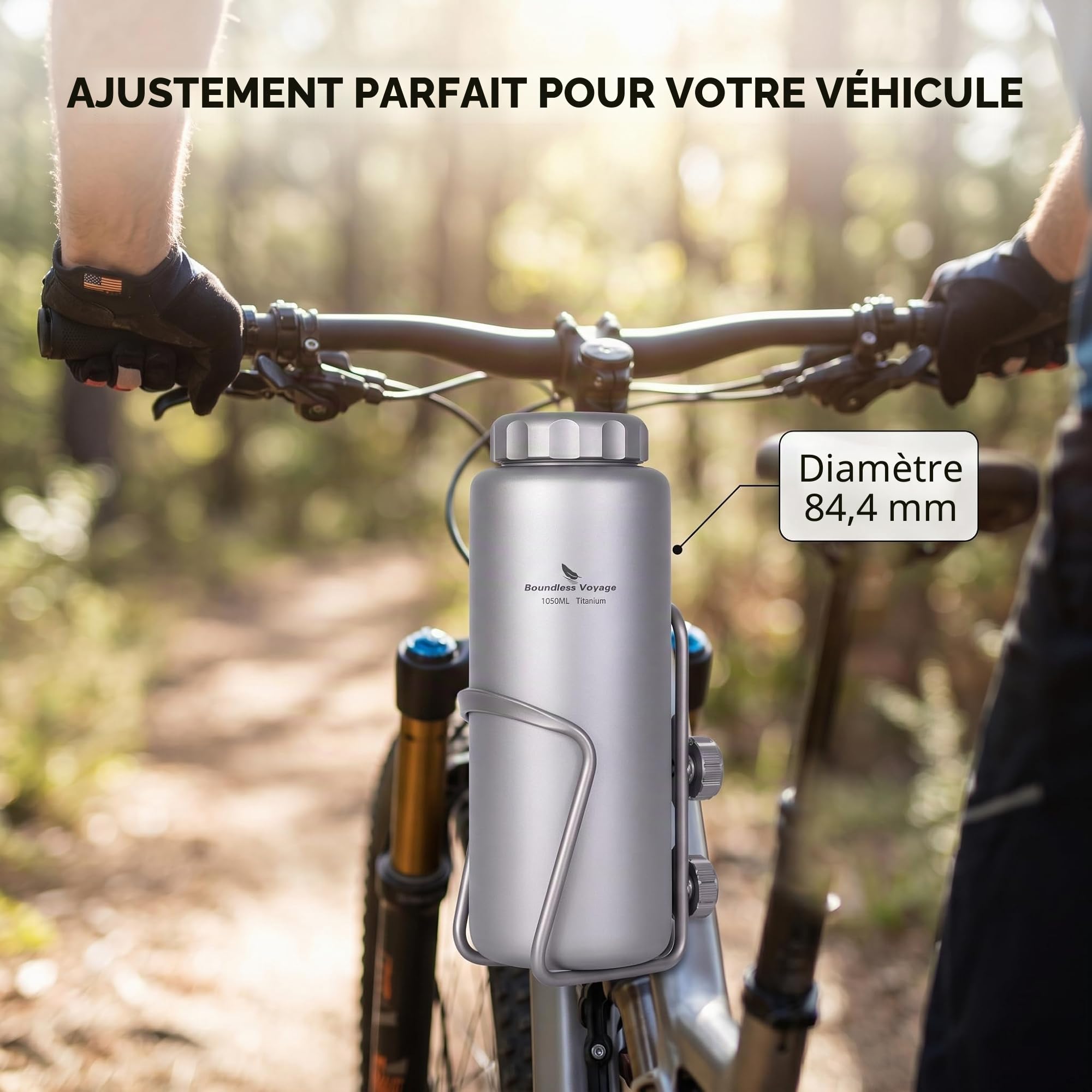 iBasingo 1050 ML Titane Bouteille d'eau Extérieure Étanche Large Bouche Sport Bouteille Potable Camping Thé Café Cafetière Bouilloire pour Randonnée Escalade Ti1591I