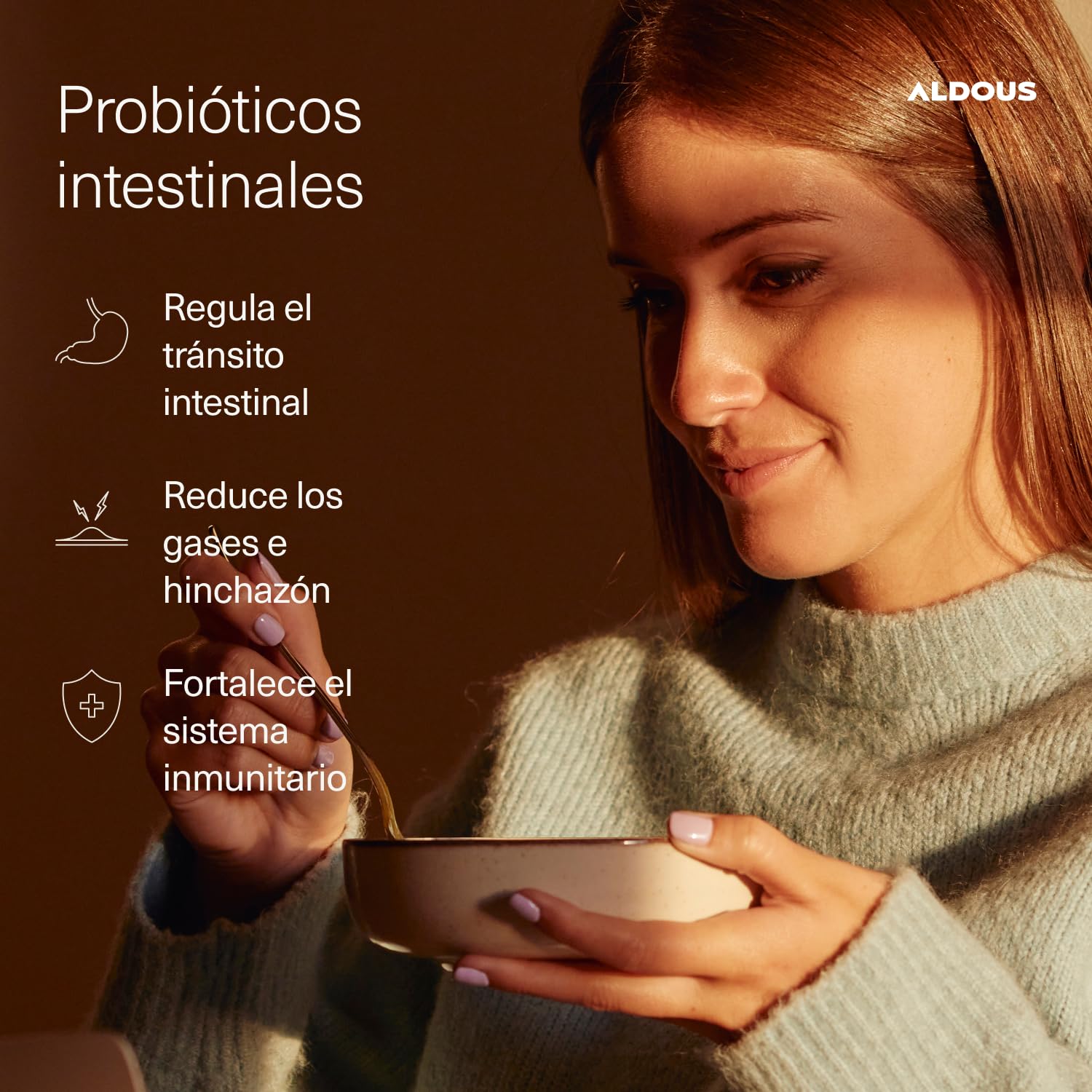 Probióticos Intestinales Gominolas - 120 Gummies sabor natural a Mora - Flora intestinal, Gases, Hinchazón - Bifidobacterium, Lactobacillus, Vitamina C, B3, B5, B6 - ALDOUS