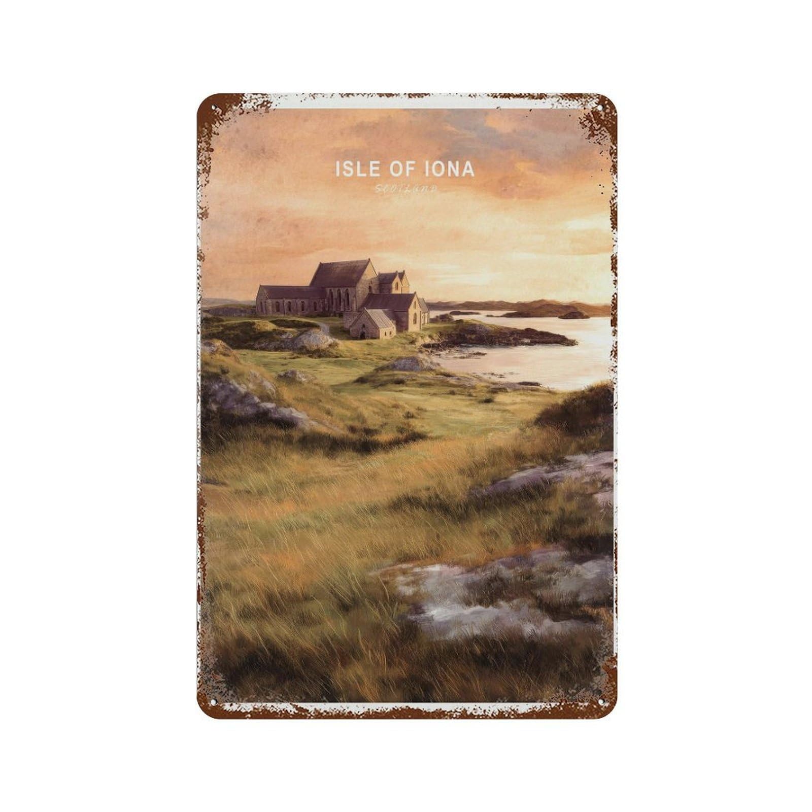 xiaoxiaoshen Isle of Iona Scotland Travel Coastal Landscape Wall Decor Art Metal Tin Poster Modern Home Decor Art Home Bar Shop Decorations Vintage Sign 30x20cm