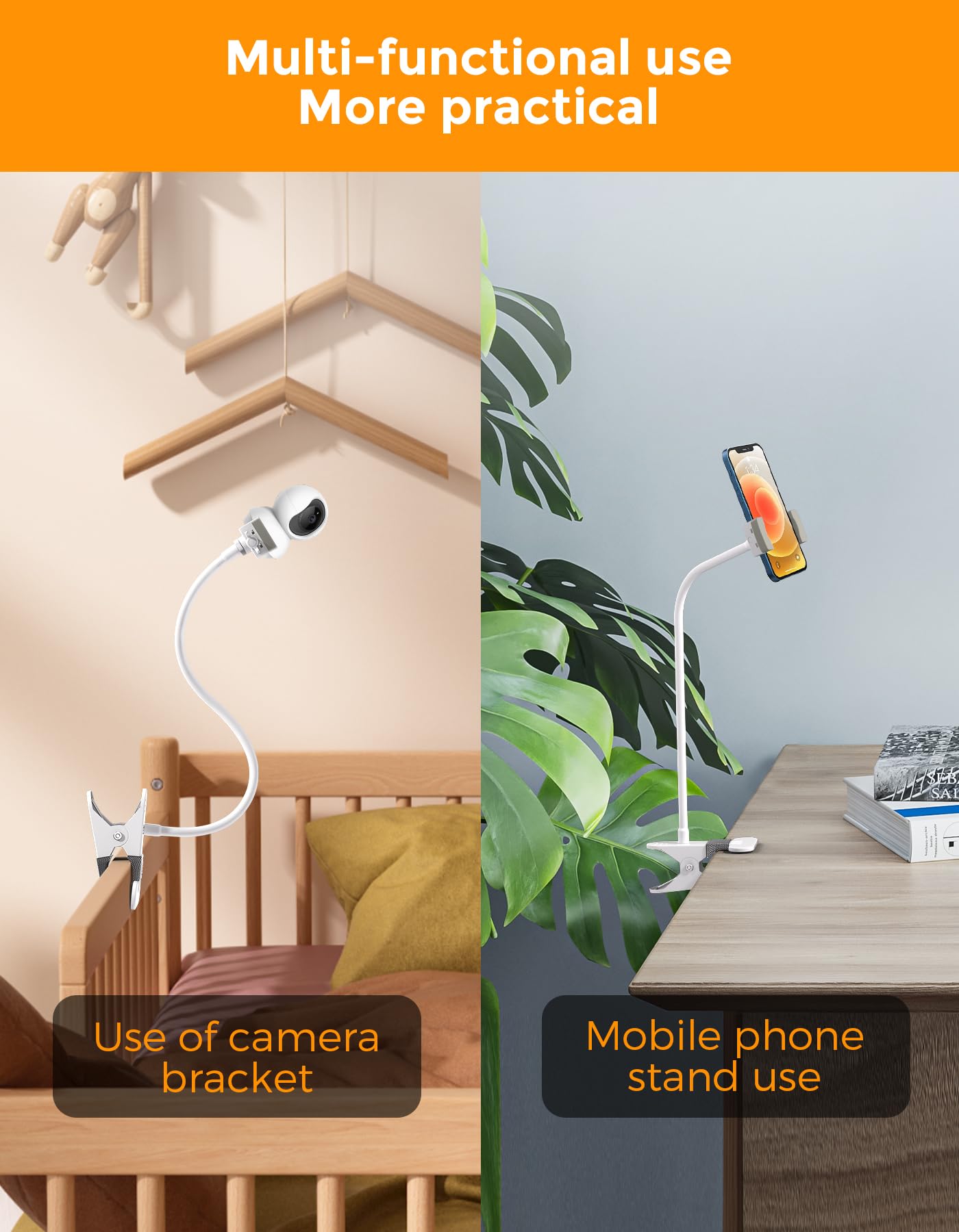 Soporte Universal para Monitor de Bebé GHB Camara,Philips Avent/Momcozy/ieGeek BOIFUN/GHB/Hellobaby,Soporte Flexible para Cámara de Bebé con Rosca 1/4",Compatible con la mayoría de vigilabebés - 4