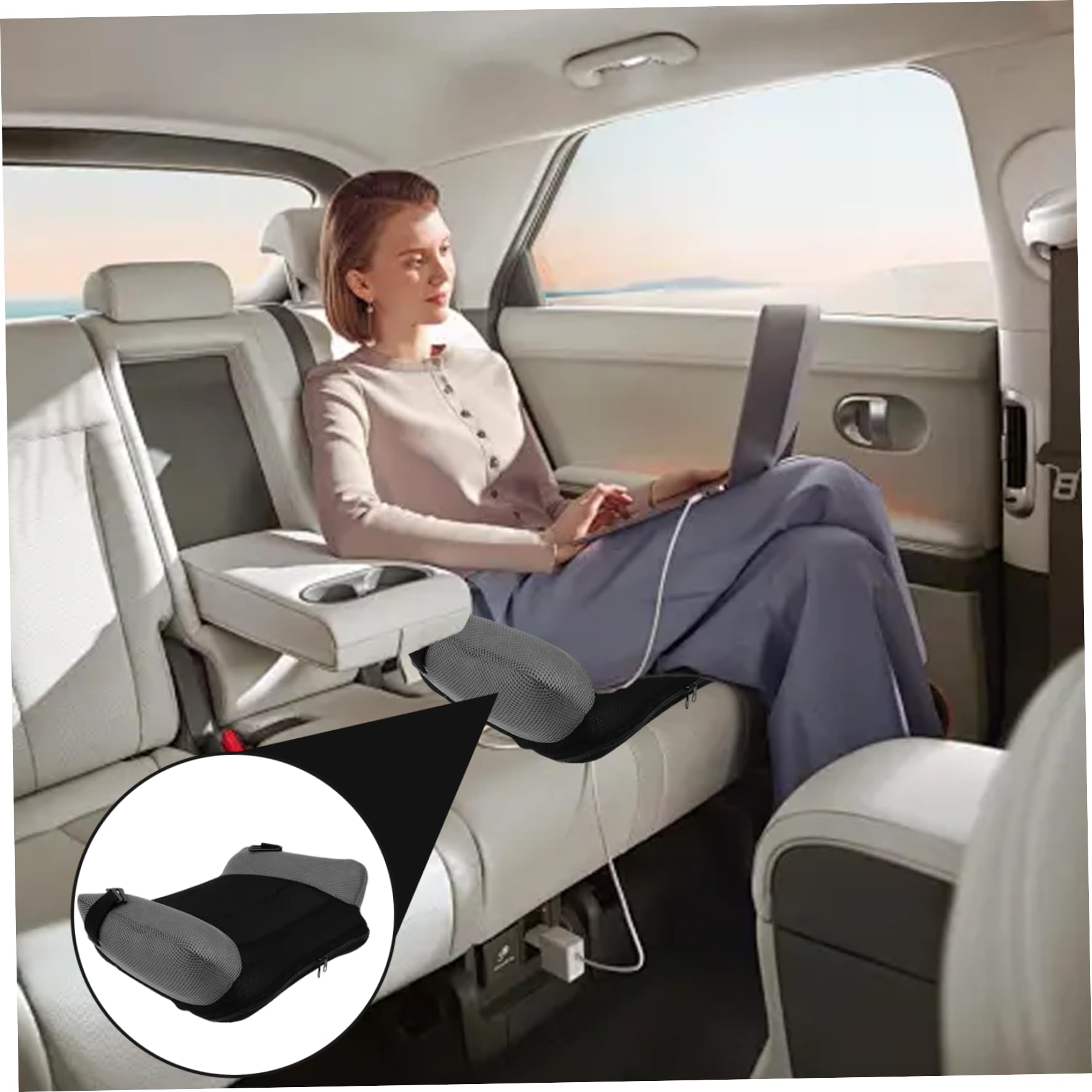 Inflatable Booster Seat Portable Backless Booster with Buckle & Carry Bag Blow up Breathable Seat Cushion for Travel Outdoor — view 6