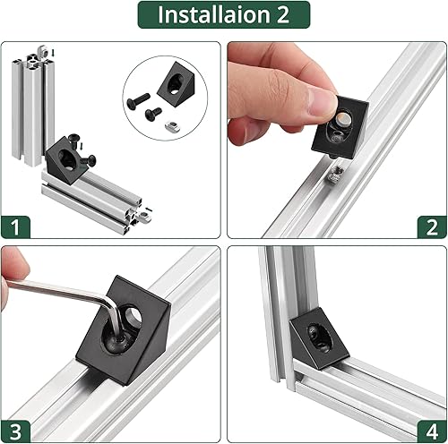 Miniatura 5 de JiGiU - Soporte de esquina afilado en ángulo triangular, 10 unidades, conector de soporte de esquina afilado de ángulo negro para ranura de 0.236