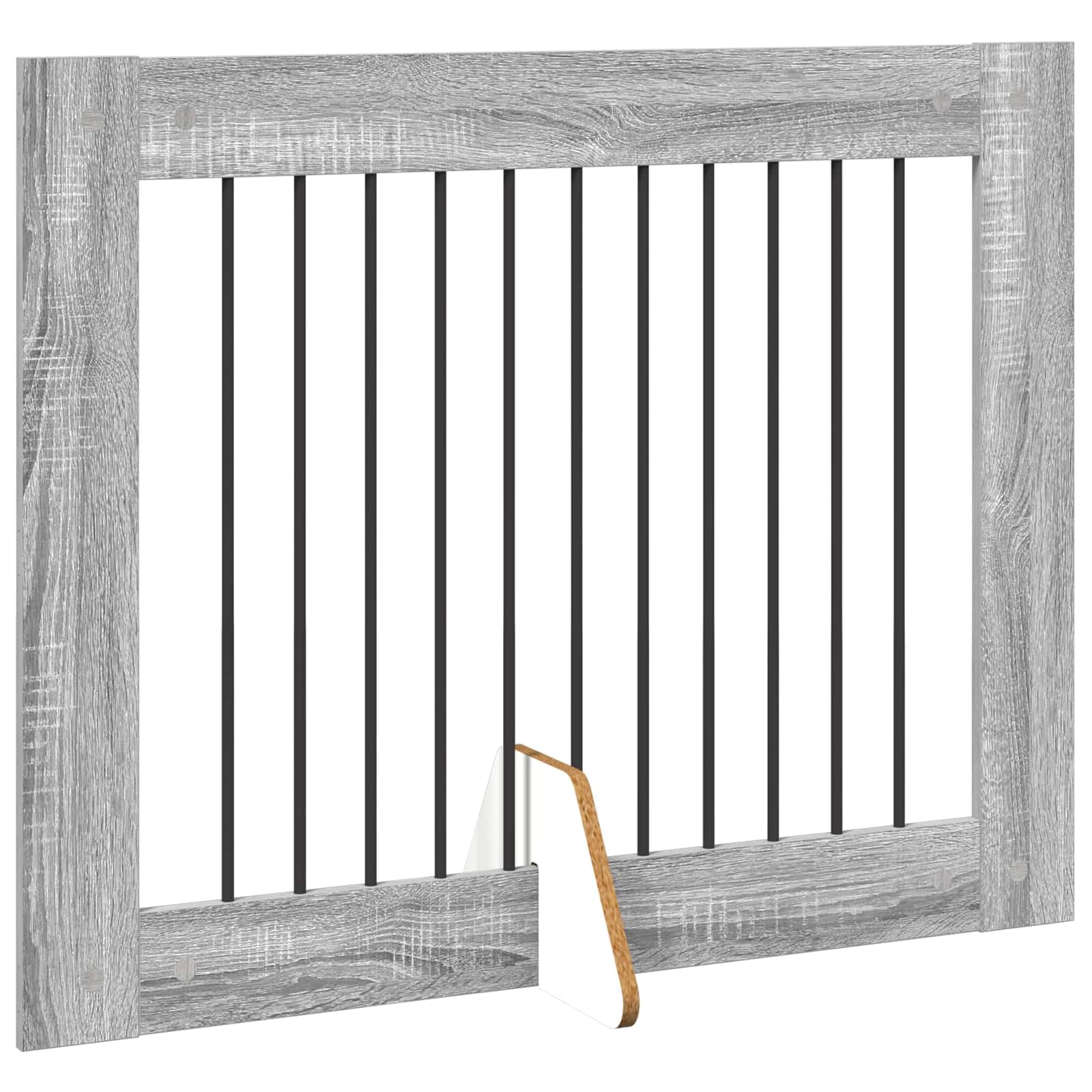 Puerta para perros con soporte, 2 unidades, Sonoma gris, 100 x 80 cm, plegable y portátil, para interior y exterior, barrera de seguridad y protección en casa y apartamento