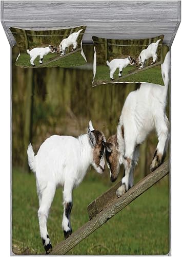 Miniatura 15 de Ambesonne Juego de sábanas bajeras y fundas de almohada, diseño retro de los videojuegos con botones de joystick vintage de los años 80 y 90, diseño