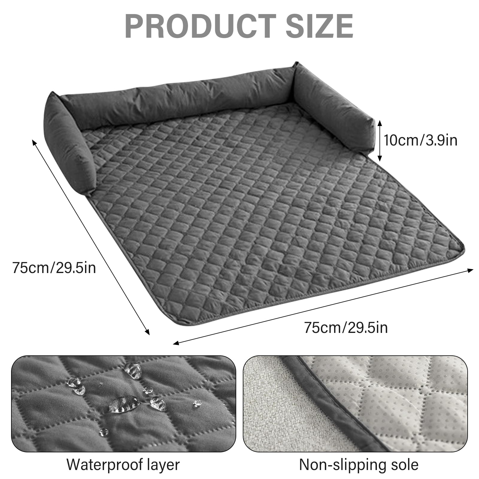Cuccia Per Cani 75x75cm Grigio - Letto Sfoderabile Lavabile, Antiscivolo, Morbido E Confortevole - Foto 12