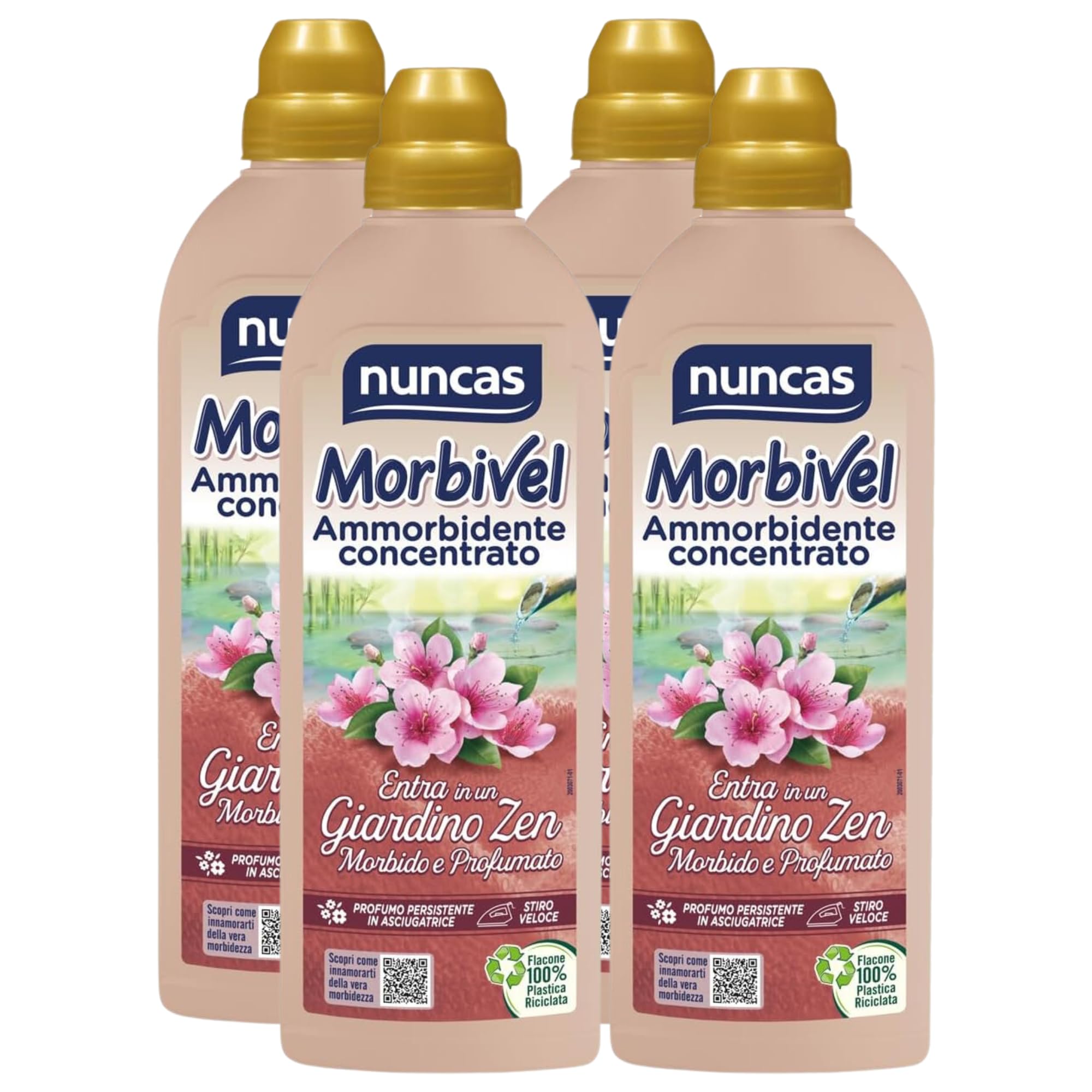 4x Morbivel, Ammorbidente Concentrato. Entra In Un GIARDINO ZEN Morbido e Profumato 750ml