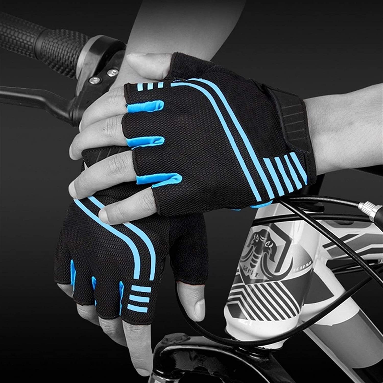 Guanti Bici Guanti Da Ciclismo Sportivi Guanti Da Bicicletta Con Mezze Dita Guanti Da Ciclismo Su Strada MTB Antiscivolo Imbottiti Guanti Palestra (Color : Black, Size : Large)