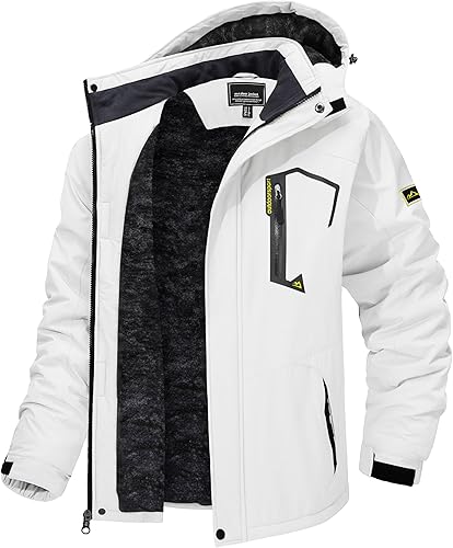 TACVASEN - Chaquetas de esquí de invierno para hombre, abrigos de vellón impermeables con aislamiento térmico para snowboard, parka con capucha