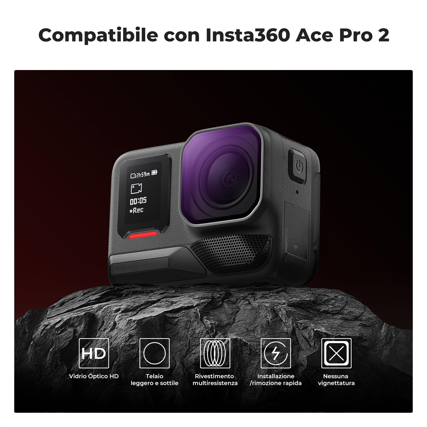 K&F CONCEPT Set di Filtri ND/PL Avvitabili Compatibile con Insta360 Ace Pro 2. Include ND8/PL, ND16/PL, ND32/PL e ND64/PL. Accessori per action camera in vetro ottico HD multi-rivestito.