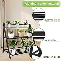 Vista 2 de Estante de aluminio para plantas al aire libre, estante múltiple para flores, soportes de metal para plantas, decoración del hogar para balcón, sala