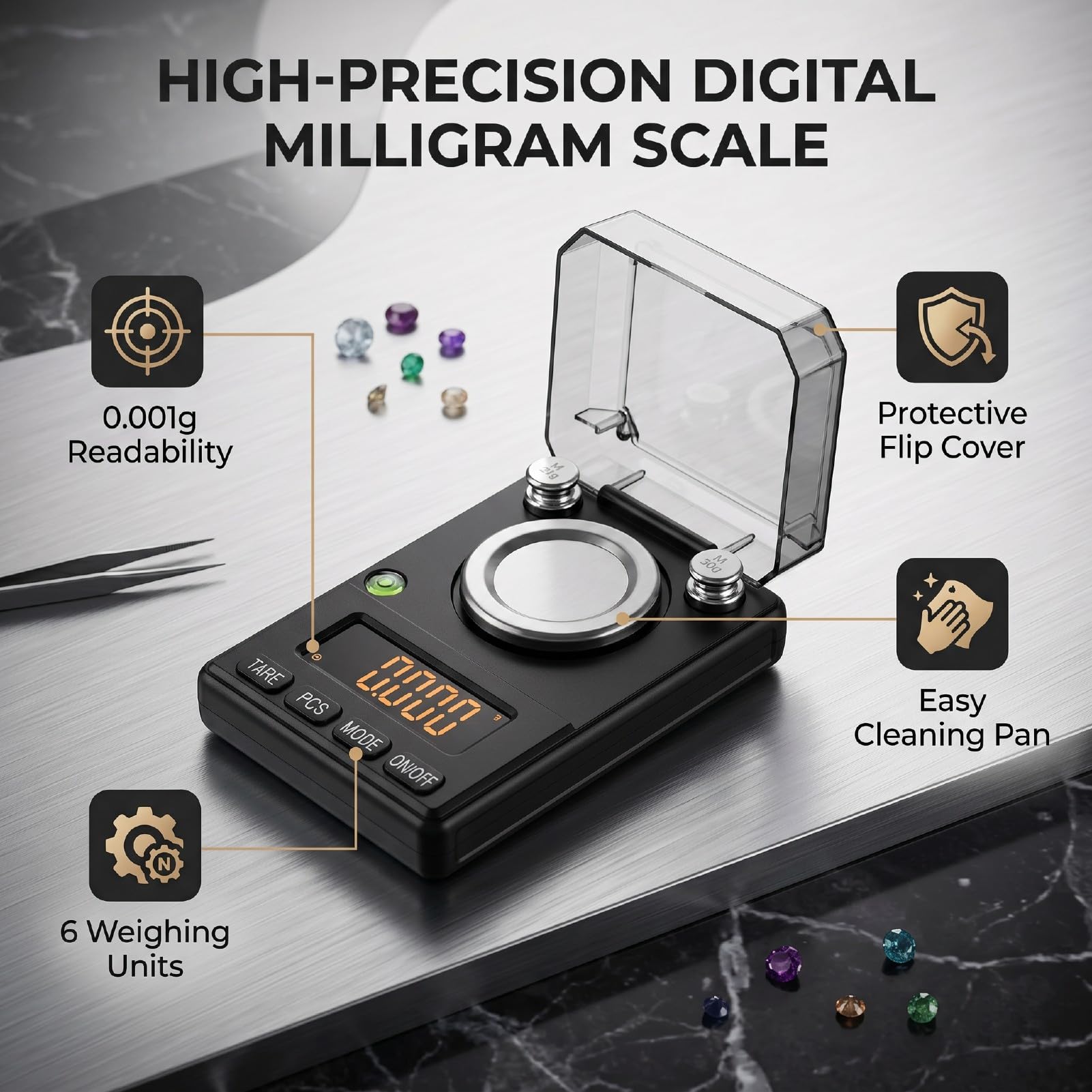 Asixxsix Digitale Milligrammwaage, Präzisionswaage 100 G 0,001 G