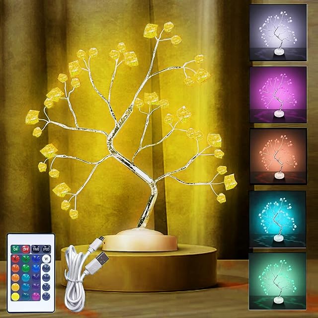Twig Lights LED Tree Branch Light USB or Battery Powered 36 LED Ice Fairy Lights with Remote 16 Color Changing Decoration Light Table Lamp for Bedroom Indoor Christmas Thanksgiving(20 Inches)