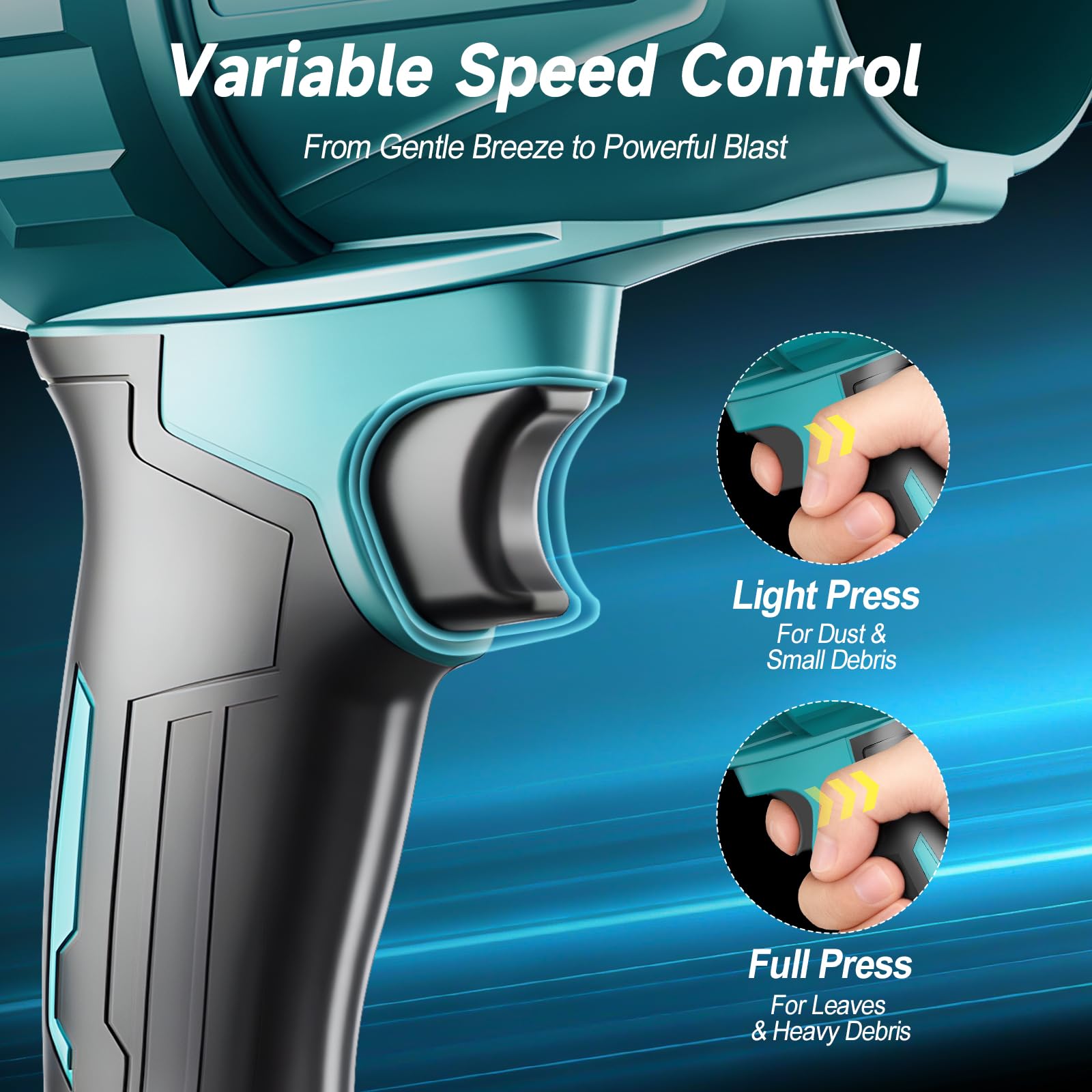 Yofuly Soplador de Hojas a Batería Compatible con Makita de 18V Baterías, Soplador de Aire Potente con 2 Baterías de 4,0Ah, Leaf Blower para Jardín, Coche, Patio, Hojas, Polvo y Nieve