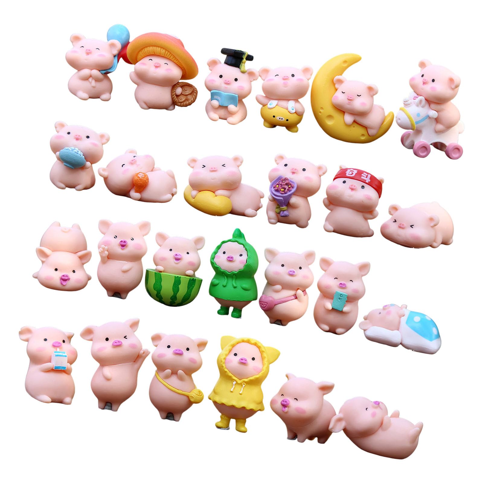 Limtula Minis Resin Piggy Bulk Tiny Pigs Set for Potted Miniature Decoration Garden Dollhouses Decoration Charm Party Toy Minis Resin Pigs Figures