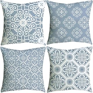 BCKAKQA Poszewki na poduszki ozdobne 45 x 45 cm szary vintage mandala poszewki na poduszki miękkie poliestrowe kwadratowe dekoracyjne poszewki na poduszkę do salonu na sofę kanapę poszewki na poduszki 45 cm x 45 cm zestaw 4