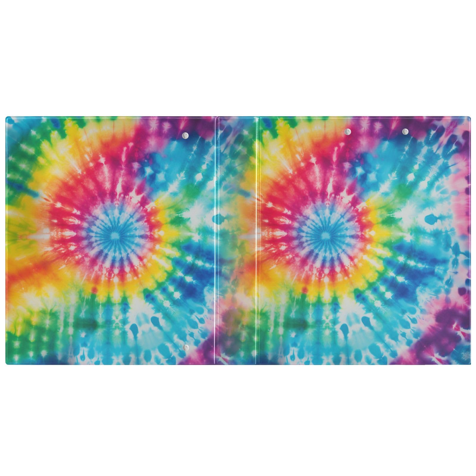 Raccoglitore a 3 anelli arcobaleno a spirale Tie Dye 3,8 cm, anelli rotondi contiene 200 fogli, raccoglitori a 3 anelli con clip in metallo antiscivolo