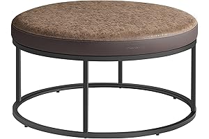 SONGMICS HOME LUIZ Collection - Ottoman, Round Coffee Table, Footstool, Reversible Top,...