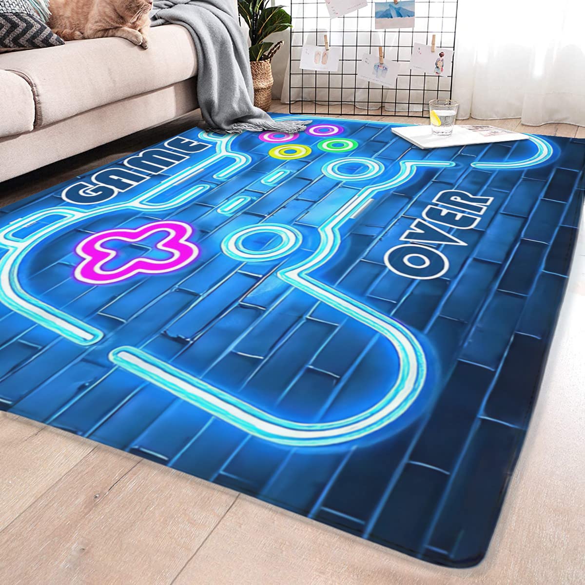 Amazon.com: SAMAUN Gaming Area Rug, 79x59inch, Black, Modern