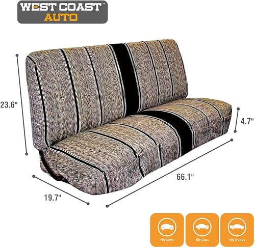Miniatura 5 de West Coast Auto Funda Universal de Asiento Tipo Manta Baja para Banco de Tamaño Completo, Compatible con Ford, Chevrolet, Dodge y Todas las Negro
