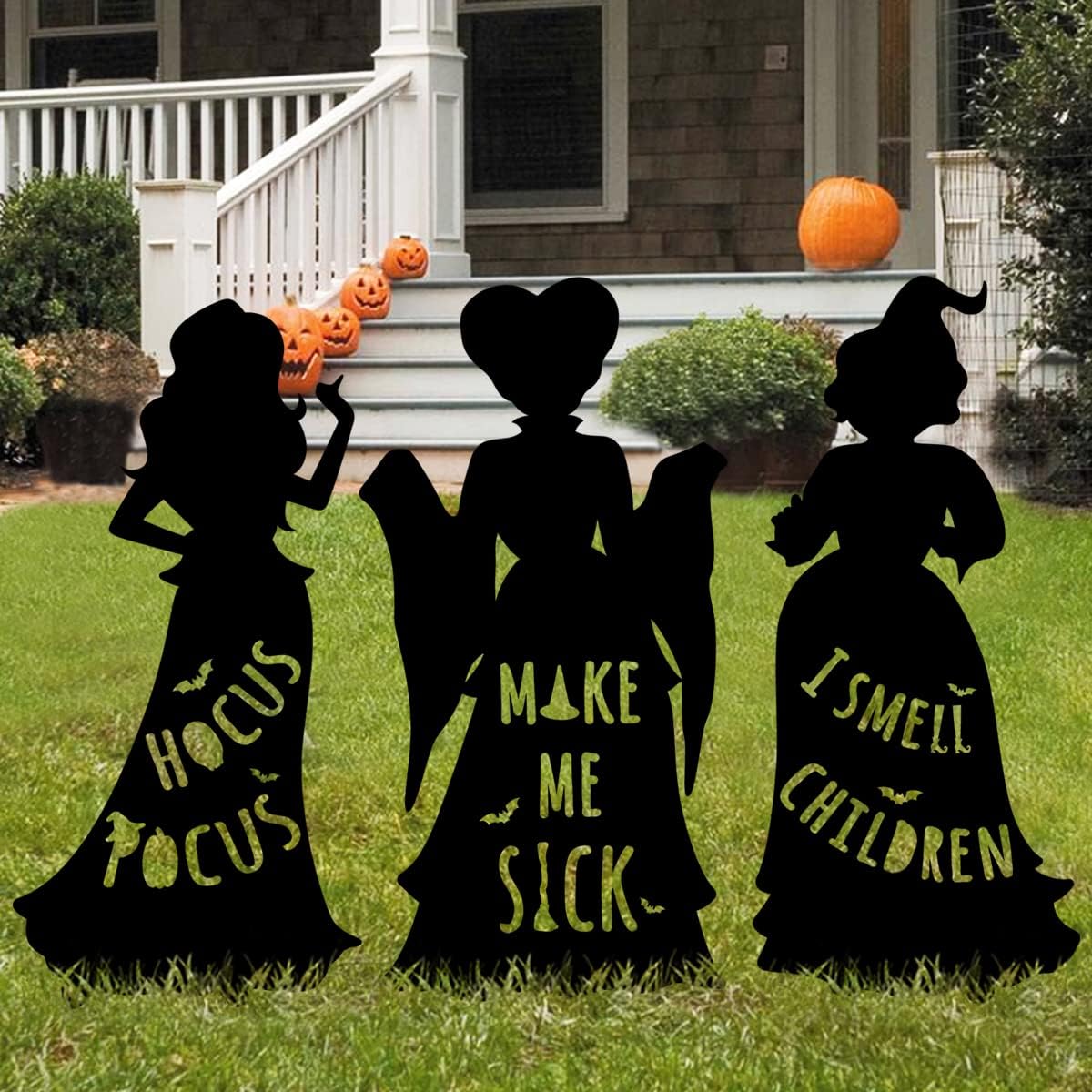Amazon.com: Ivenf Witch Halloween Decorations Outdoor, 3 Extra Large Black Hocus Pocus Witches ...