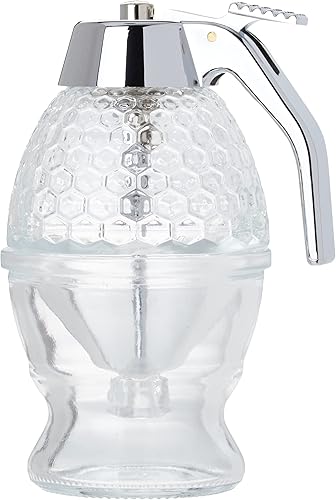 Miniatura 4 de Fox Run Dispensador de miel y jarabe de vidrio con base de calentamiento, transparente, 3.25 x 4 x 6 pulgadas