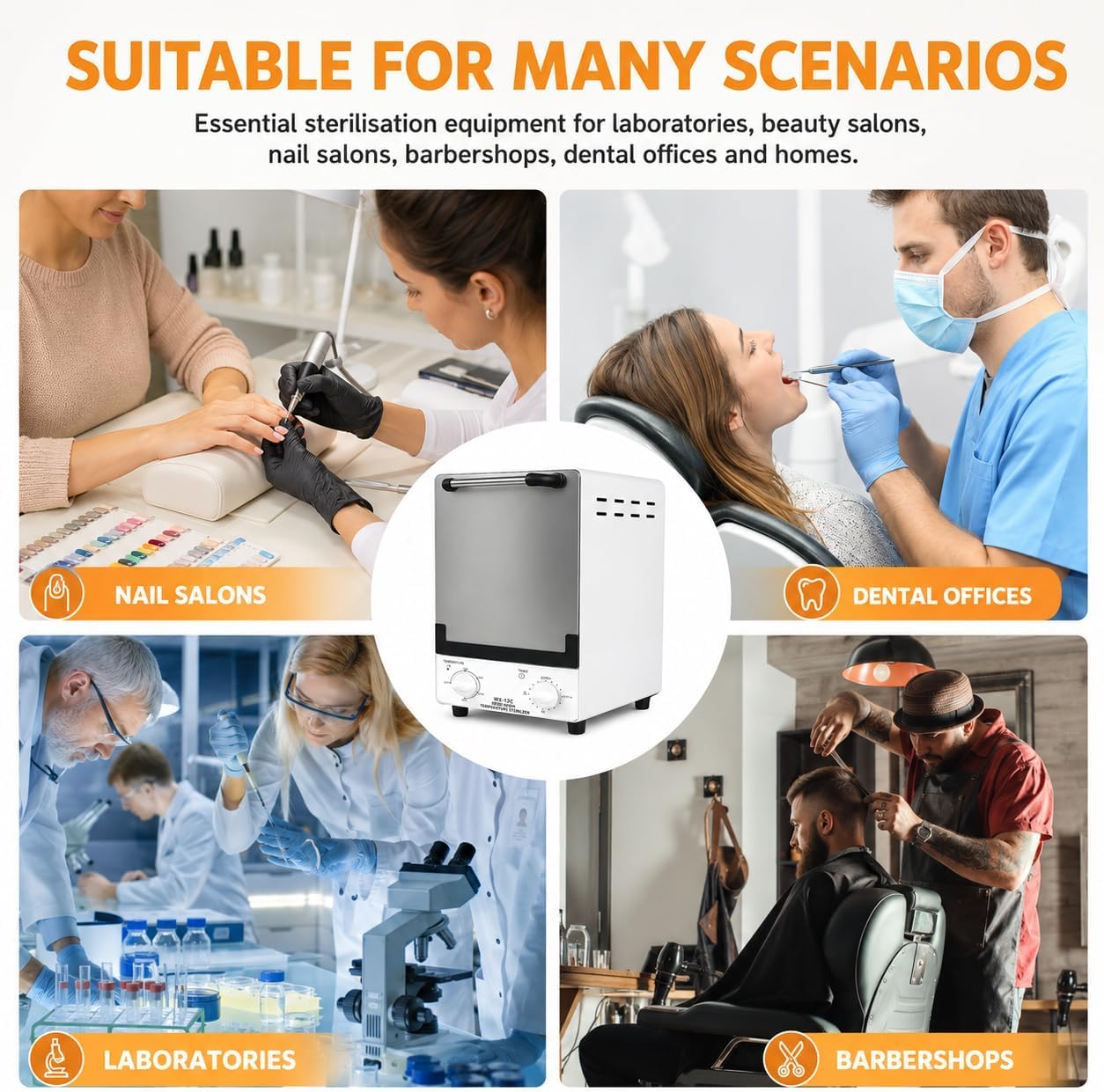 Esterilizador autoclave infrarrojo de 12 L con control de tiempo y temperatura ajustable, esterilizador de vapor de alta temperatura para herramientas de uñas y belleza, adecuado para salones de uñas
