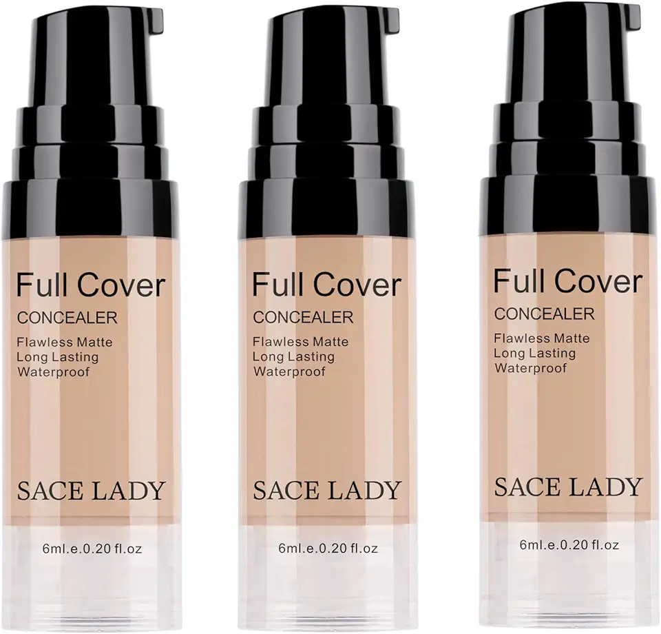 SACE LADY Kit Com 3 Corretivos Líquidos Pro Full Cover, À Prova D'Água, Acabamento Matte Suave E Impecável, Base Cremosa Para Correção De Olheiras, Manchas E Manchas No Rosto, Tamanho: 3 X 6Ml/0,20