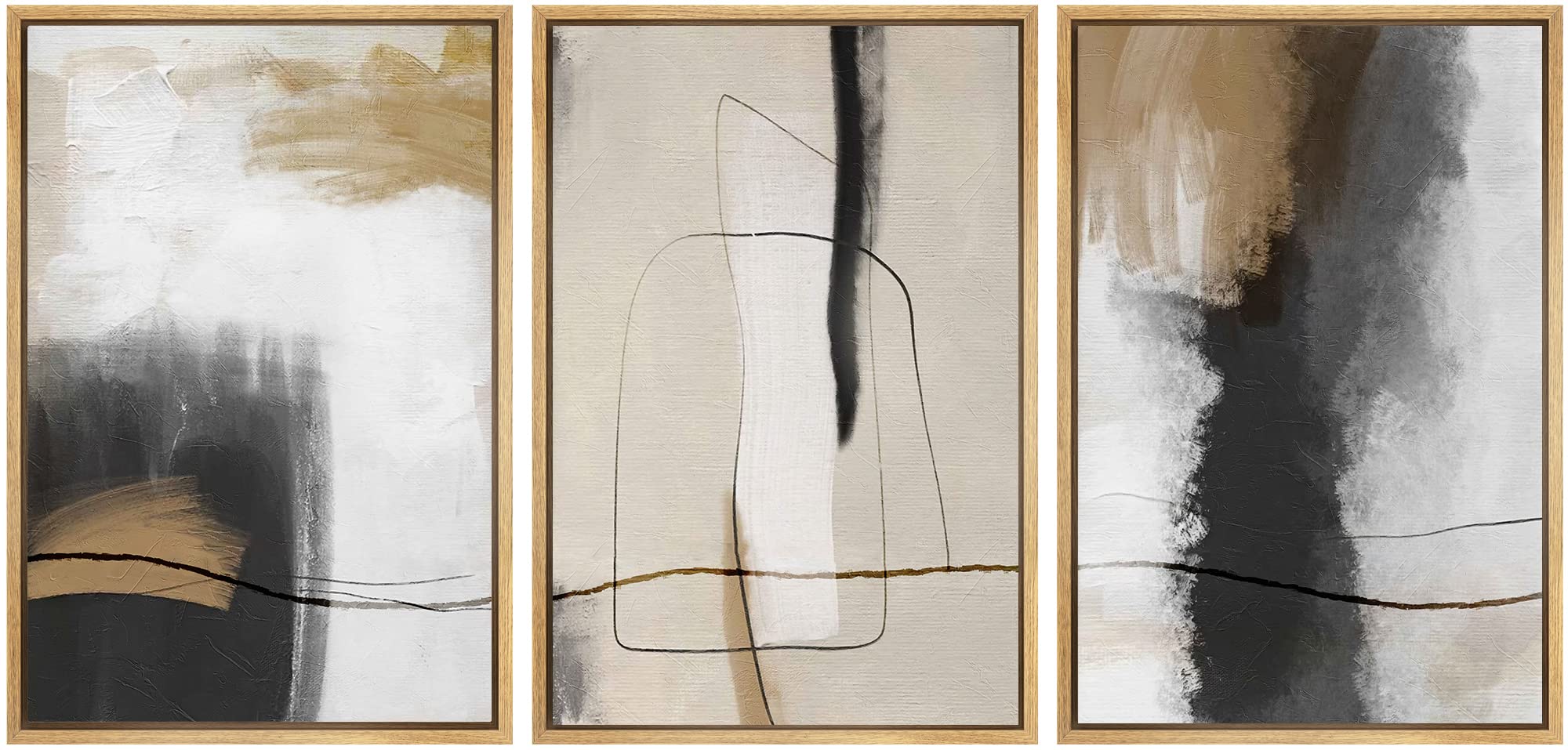 SIGNWIN Framed Canvas Print Wall Art Set Coastal Serenity Abstract Seaside Illustrations Modern Art Decorative Rustic Calm/Zen for Living Room, Bedroom, Office - 24"x36"x3 Natural — view 135