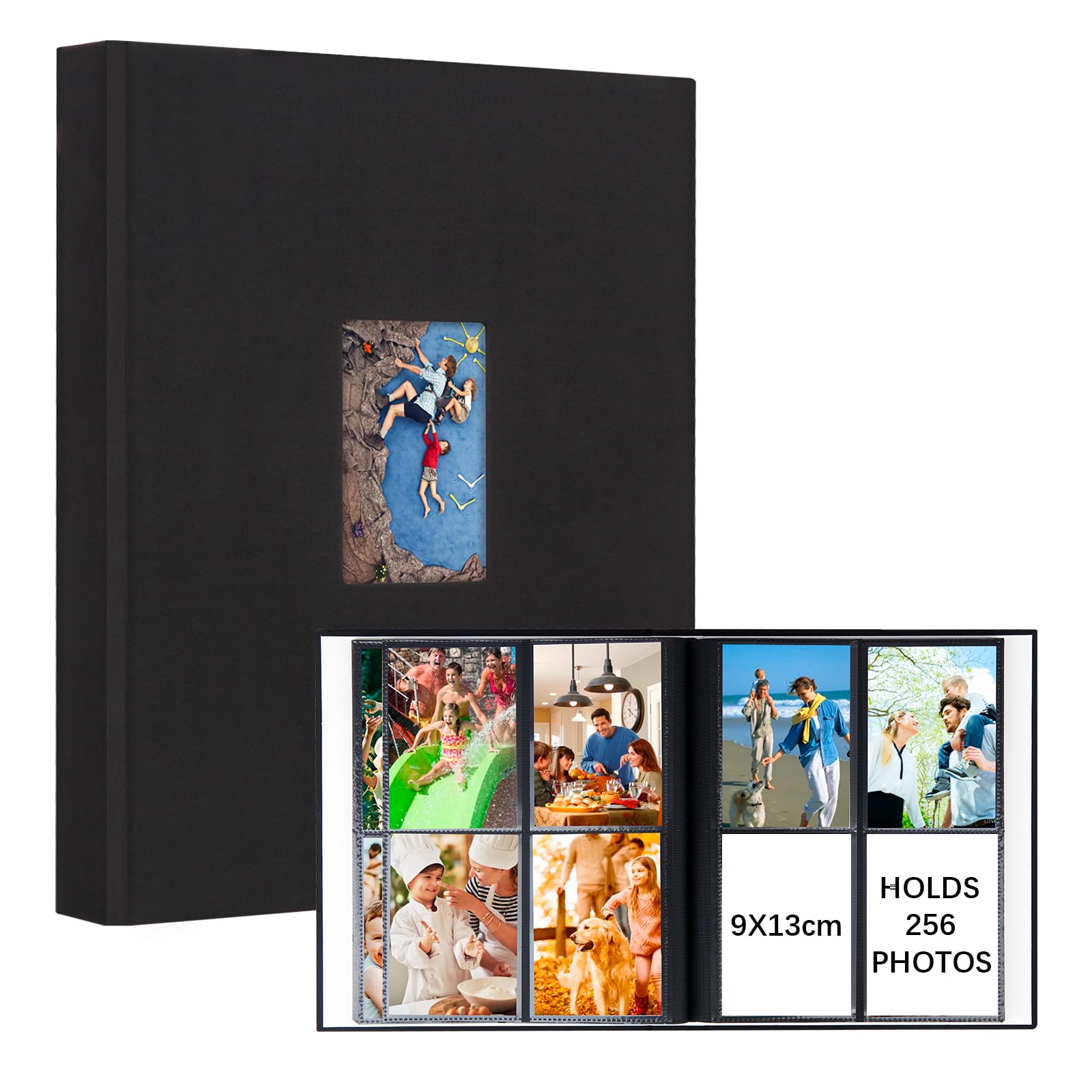 Ruibytree Linen Photo Album 5x3.5 Slip In, Holds 256 Photos (Black)