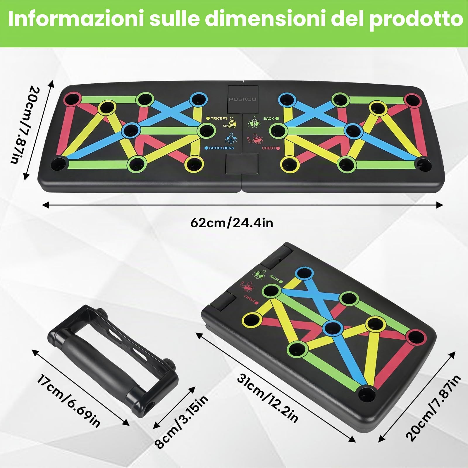 Push Up Board Esercizio Attrezzatura Fitness per la Attrezzi Palestra Casa Multifunzione Uomini e Donne Addestramento Portatile di Forza Maniglie Flessioni