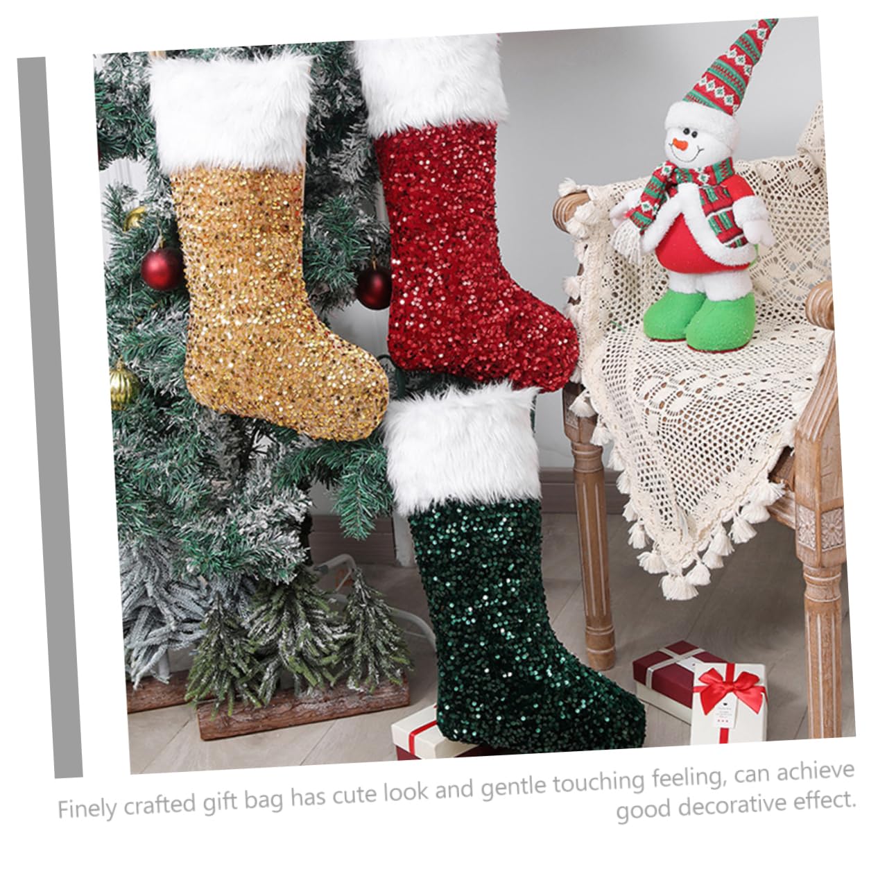 3pezzi Calza di Natale Appesa Borsa Regalo per Calze di Natale Decorazione per Albero di Sacchetto Regalo Calzini di