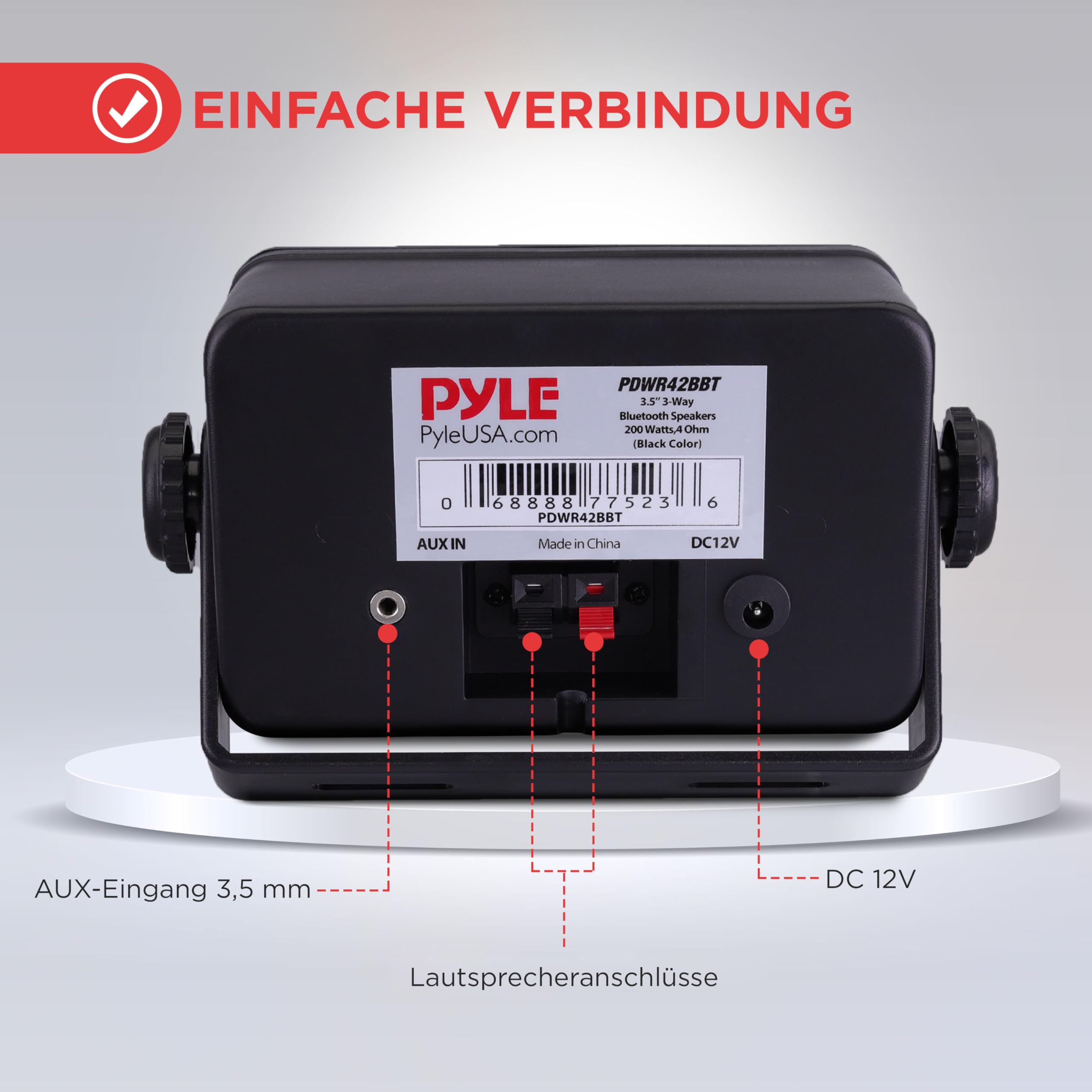 Pyle 3,5" Outdoor Lautsprecher Bluetooth 200W – 3-Wege Stereo-Boxen für Innen & Außen – Aufbaulautsprecher Wasserfest für Terrasse, Garage, Pool & Wohnbereich inkl. Wandhalterung & Netzteil