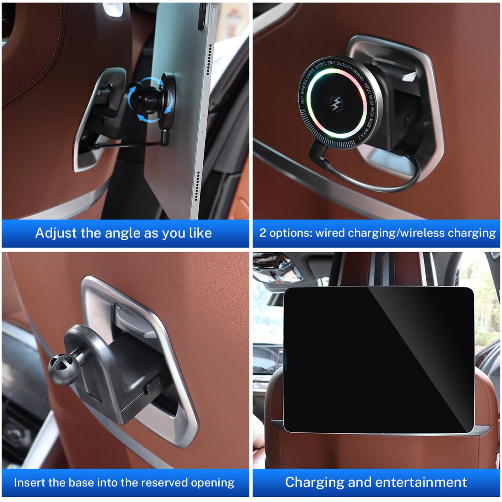 KUNGKIC Auto Tablet Halterung Tablethalterungen für BMW X3 X5 X6 I20 G05 G06 G45 G60 G61 G70 Mag-Safe Autohalterung Handyhalterung Magnetische KFZ (C(Kabellosen Ladegeräten mit Beleuchtung))