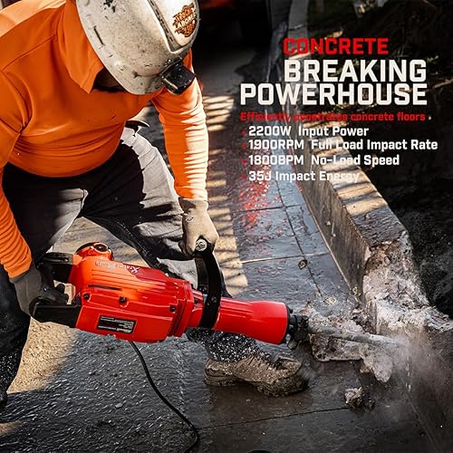 Miniatura 3 de XtremepowerUS - Martillo neumático de demolición pesado 2200 vatios rompedor de hormigón con estuche guantes