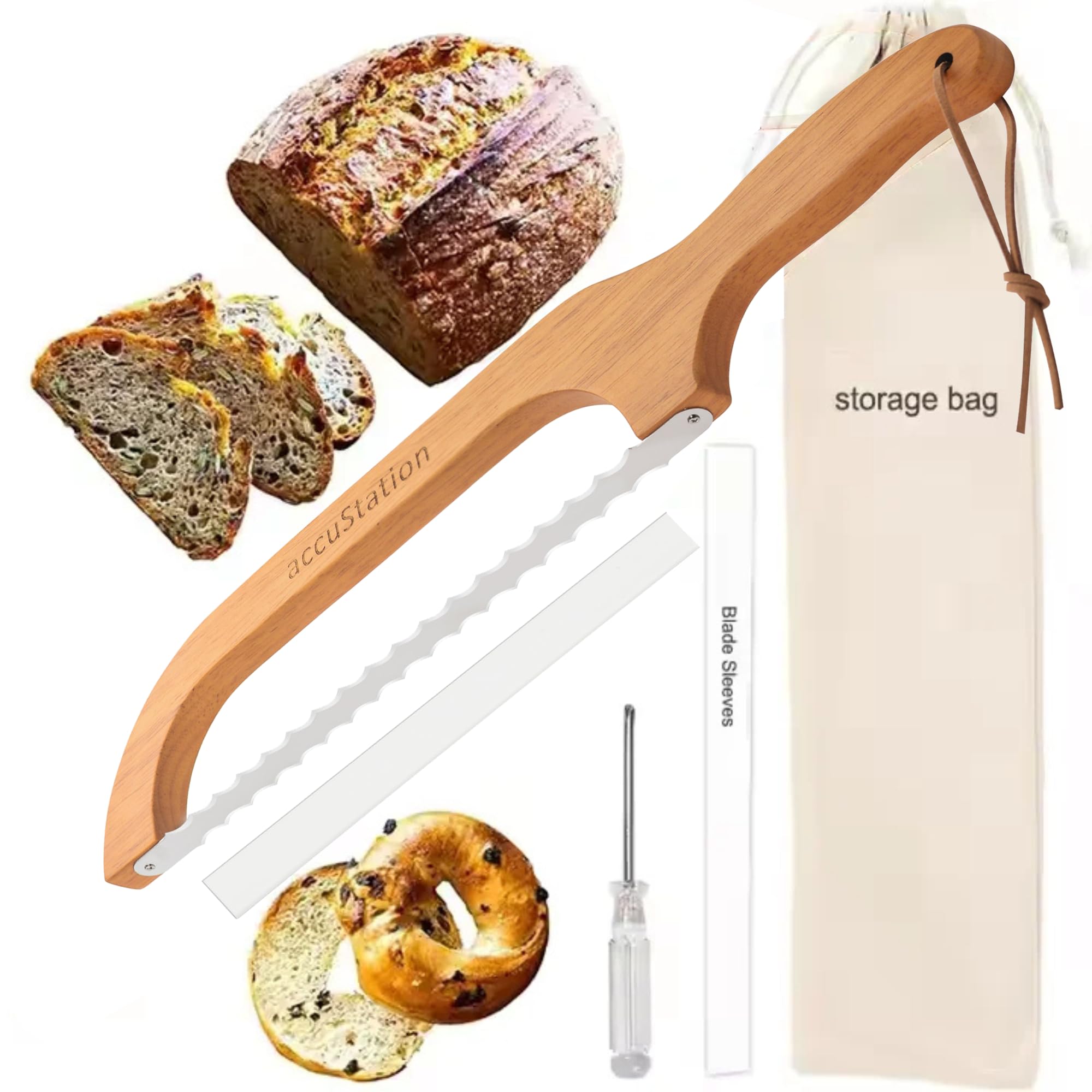 Sourdough Slicer, Lame Bread Tool, Sourdough Knife, Dough Cutter, Bread Slicer For Homemade Bread, Baguette Scoring Kit, Double-Sided Serrated Blade Perfect Slices 16 Inch