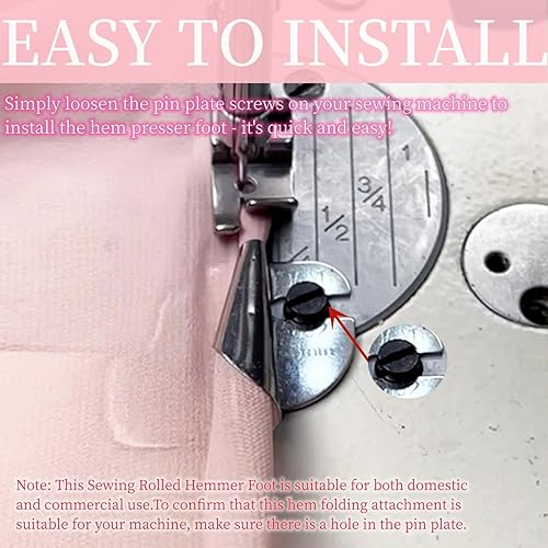 Miniatura 2 de Pie de dobladillo enrollado para coser, 8 piezas, 8 tamaños de dobladillo enrollado ancho, máquina de coser de pie prensatelas con bobinas, pie de