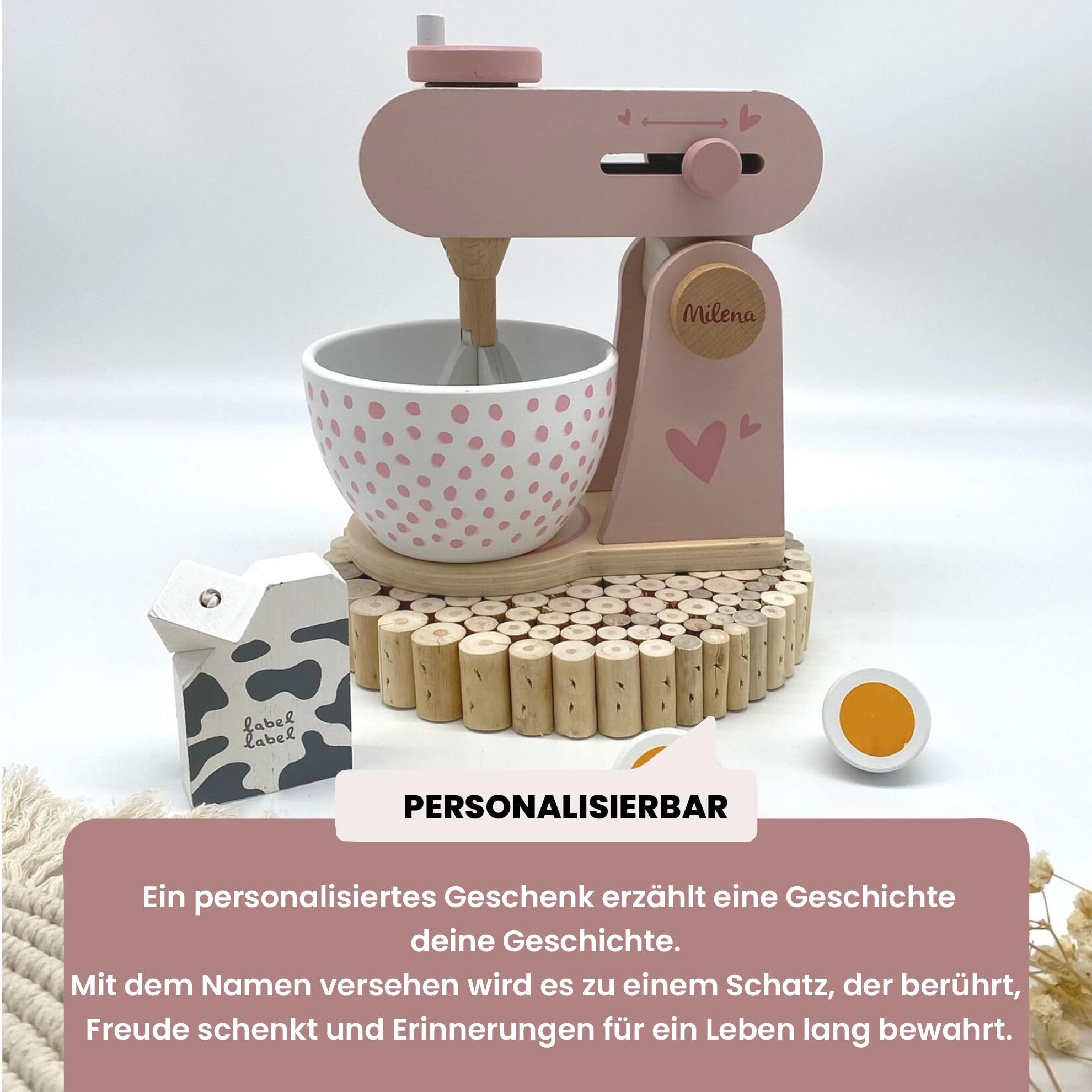 Label Label Robot da cucina giocattolo in legno Rosa per bambini 3 anni personalizzato