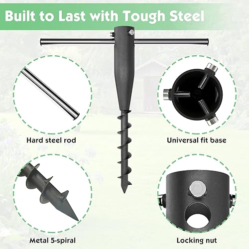 Miniatura 3 de DEROFIT Base de paraguas portátil: anclaje de arena resistente para paraguas, bandera, árbol de Navidad, caña de pescar, para patio, playa y uso al