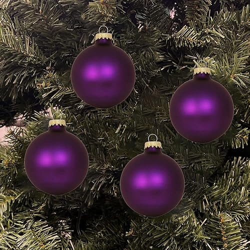 Miniatura 4 de Christmas By Krebs Made in The USA Designer Seamless Glass Christmas Ball Ornaments, 2 5/8" (67mm), 8 Pieces Oyster Velvet Blanco,Azul Alpino