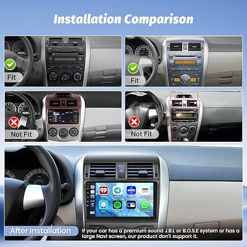 Miniatura 9 de Roinvou Estéreo Android CarPlay 2+32G para Toyota Corolla 2009-2013, pantalla táctil de 9 pulgadas, navegación GPS en el salpicadero con CarPlay